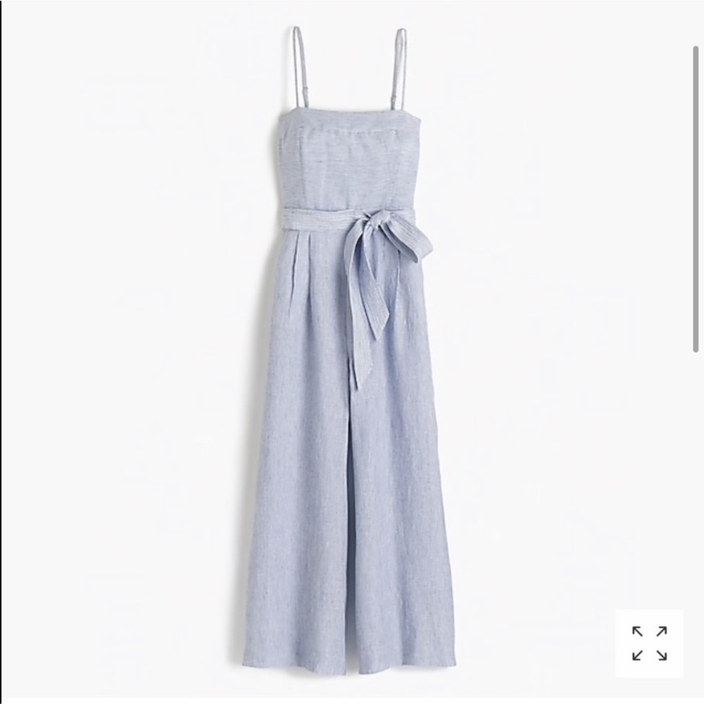 J.Crew Spaghetti-strap Jumpsuit in Striped Beauchamps Linen